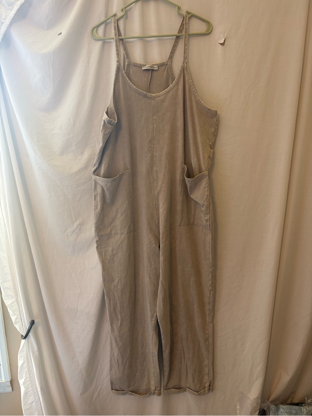 Zenana Outfitters Taupe Utility Pocket Jumpsuit